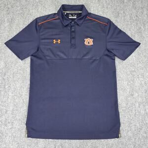 Auburn Tigers Shirt Mens Small Navy NCAA Football Under Armour Polo HeatGear